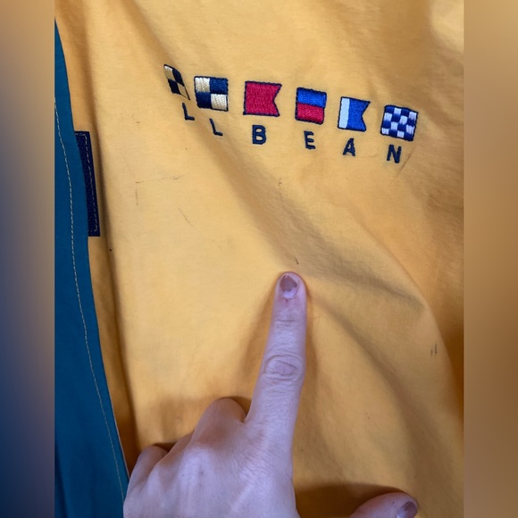 Vintage L.L. Bean‎ Sailing Windbreaker Jacket 1990s Yellow Green Nautical - Picture 13 of 15